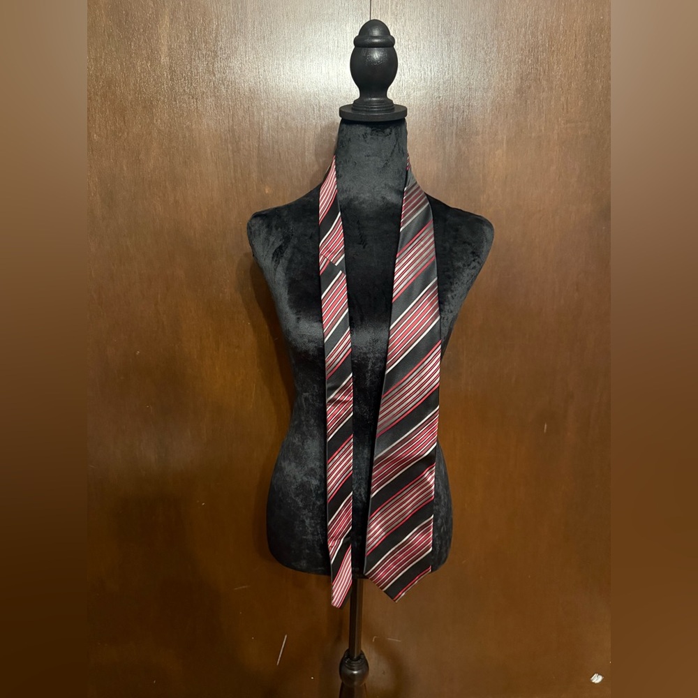 Alfani striped black, red, & white tie